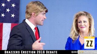 Slutty blonde presidential candidate Cherie DeVille sucks a huge dong