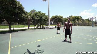 Little hottie Michelle Martinez plays basketball with big black studs