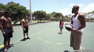 Little hottie Michelle Martinez plays basketball with big black studs