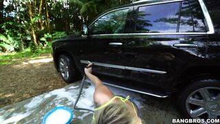 Bikini babe Marsha May skips car wash to tease and pose