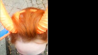 Cosplay redhead Ella Hughes sucks dick of Pokemon GO player