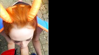 Cosplay redhead Ella Hughes sucks dick of Pokemon GO player