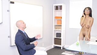 Busty ebony Brittney White teases and seduces married employe