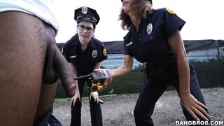 Lyla Lali and Norah Gold apprehend a hot black suspect