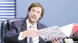 Rachel Roxxx sucking her boss's hard cock underneath his desk