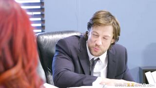 Rachel Roxxx sucking her boss's hard cock underneath his desk