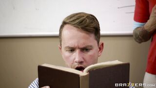 Anna Bell Peaks is getting her large tits licked in class