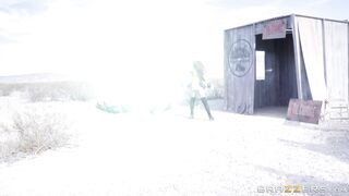 Nikki Benz fixes a car and she gets nude then