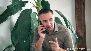 Misty Stone is sucking a white cock with her pretty face.