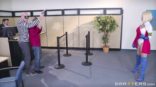 Peta Jensen reveals her tits in the bank and fucks