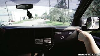 Bella Danger displays her perfect bum in the car