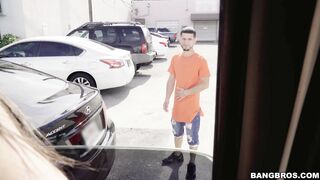 Bella Danger displays her perfect bum in the car