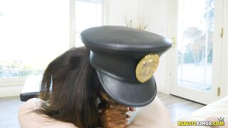 Ana Foxxx is playing with a large white erection today