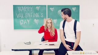 Brandi Love rides a dildo in front of her student