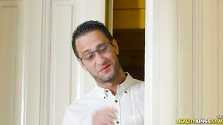 Blue Angel is posing naked in the gym for her man