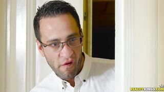 Blue Angel is posing naked in the gym for her man