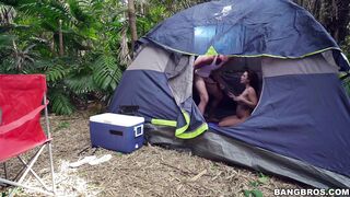 Keisha Grey is in a tent getting fucked in the forest