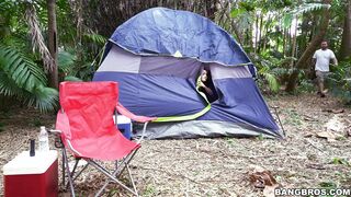 Keisha Grey is being fucked doggy style in the forest