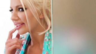 Nicolette Shea is licking the balls in the shower like a pro