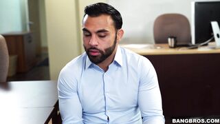 Tiffany Rain is displaying her sexy trimmed pussy in the office