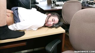 Karlee Grey is at the desk, getting fucked deeply