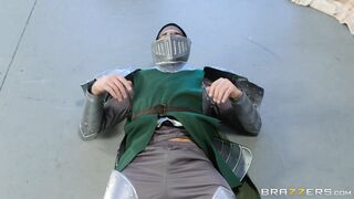 Abigail Mac is in a costume fucking her nemesis in a hot way.