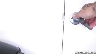 Brunette Chloe Amour jerks and sucks the hard prick