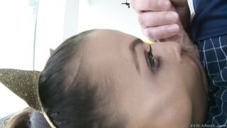Adriana Chechik gives slobbery blowjob to lucky cock