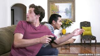 Nicole Aniston in lingerie and high heels cleans the room