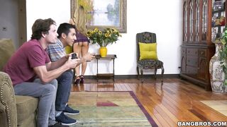 Nicole Aniston in lingerie and high heels cleans the room