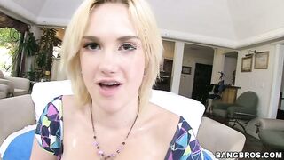 Amazing babe Siri slides his fat cock between her oiled milk bags