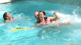 Mischa Brooks and Mae Meyers showing him their nice tits