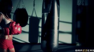 Aryana Augustine working out in the boxer gym