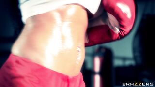 Aryana Augustine working out in the boxer gym