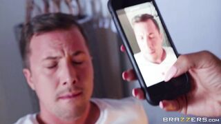 Amia Miley in sexy outfit posing in front of her ex-husband