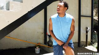 Black dude was caught by Romi Rain jerking off on her