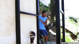 Black dude was caught by Romi Rain jerking off on her