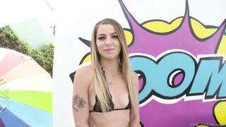 Alana Summers demonstrates her delightful parts outdoors