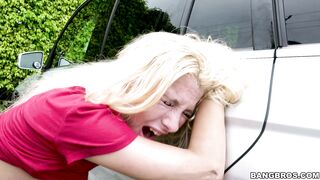Kenzie Reeves gets pounded outdoors beside by the car