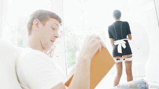 Brunette hottie Stacy Jay soaping her nice big boobs