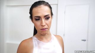 Brunette Kelsi Monroe getting her perfect body painted