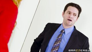 Redhead hottie Lauren Phillips gets big boobs squeezed