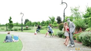 Alessandra Jane makes selfies with Danny D outdoors