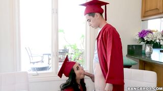 Jynx Maze sucks Juan's cock and their dad is none the wiser