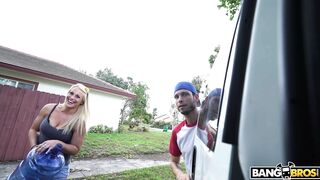 Blonde Paris Knight flashes her big boobs on the street