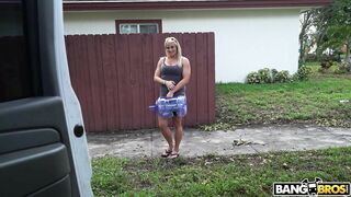 Blonde Paris Knight flashes her big boobs on the street