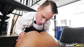 Harley Dean lying on her stomach and enjoying the massage