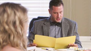 Blonde teen Giselle Palmer seduces the guy in the office