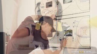 Cheerleader Anya Ivy shows off her skills in the office