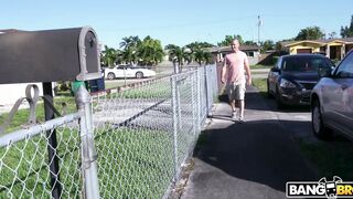 Rose Monroe demonstrates her desirable big butt outdoors